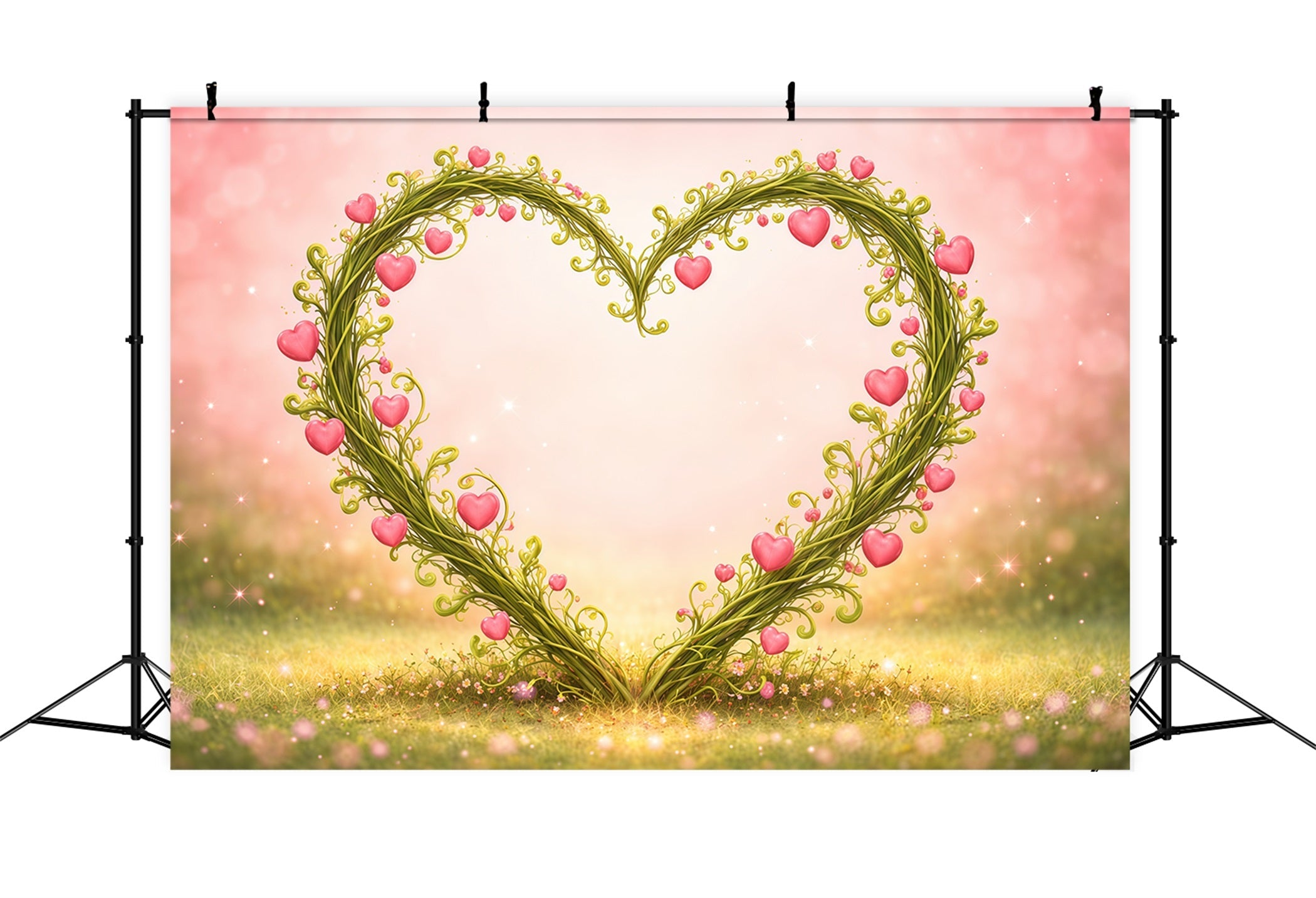 Herz-Blumenrahmen Muttertag-Hintergrund Verspielte Ranken Rosa Liebe Muttertag-Hintergrundideen LXX63-12