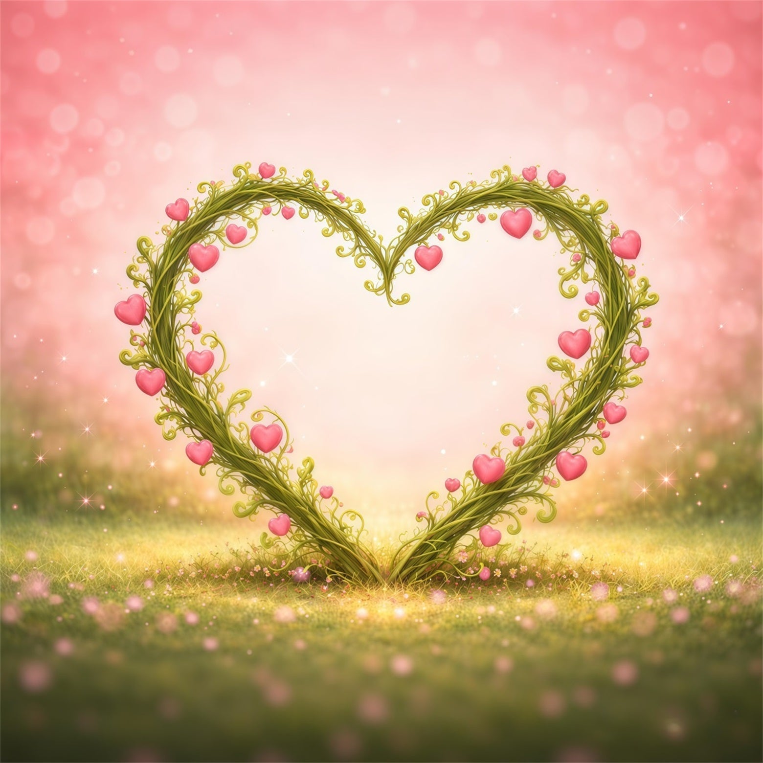 Herz-Blumenrahmen Muttertag-Hintergrund Verspielte Ranken Rosa Liebe Muttertag-Hintergrundideen LXX63-12