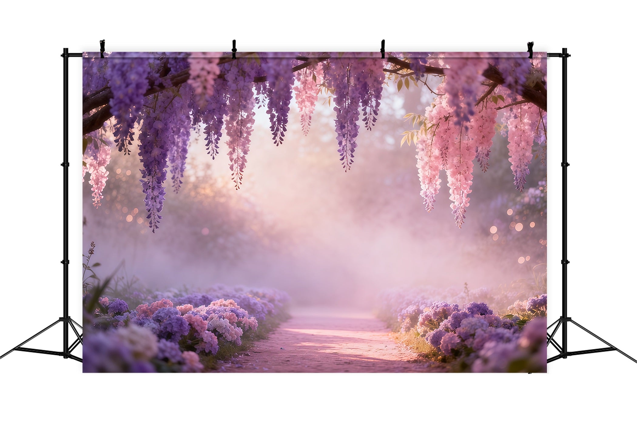 Lavendelstrauß-Hintergrund zum Muttertag: Verträumte Glyzinienblüten – Fotohintergrund zum Muttertag LXX63-46