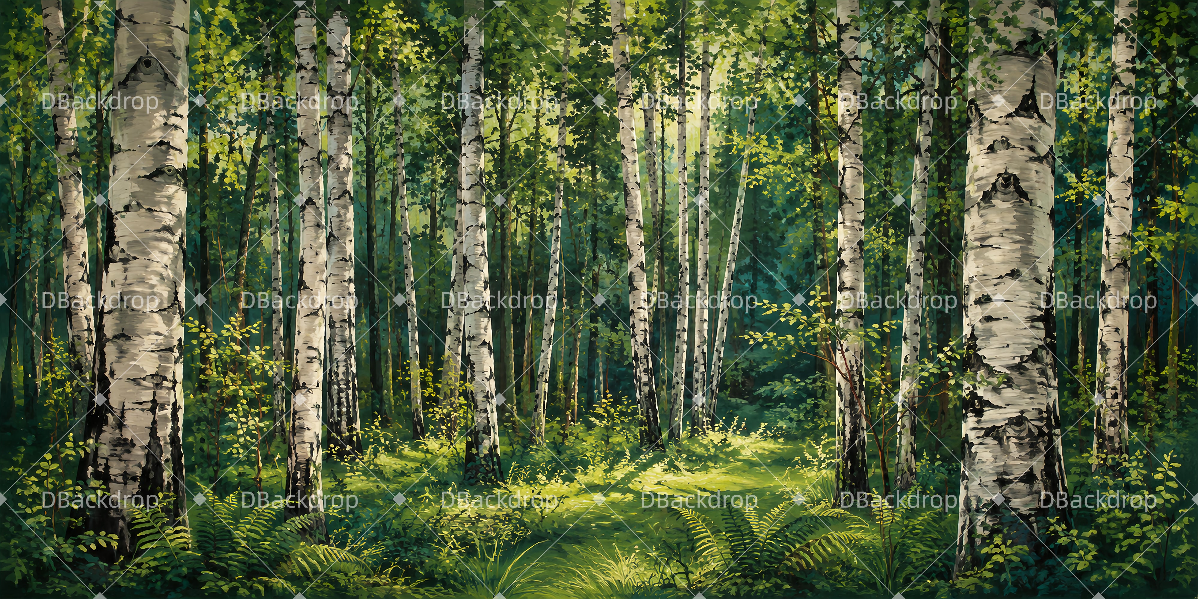 Russischer Birkenwald Bühnenhintergrund Schultheater Kulisse LXX66-T100