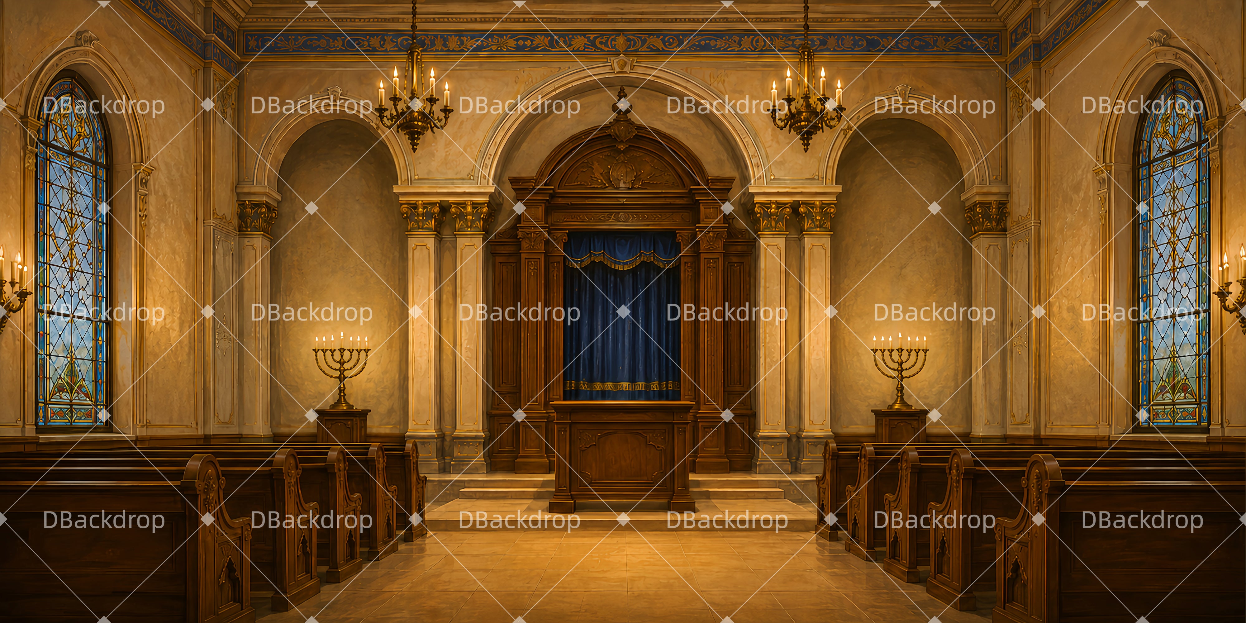 Theaterhintergrund Innenraum einer Synagoge Kirchenbühnenkulisse LXX66-T42