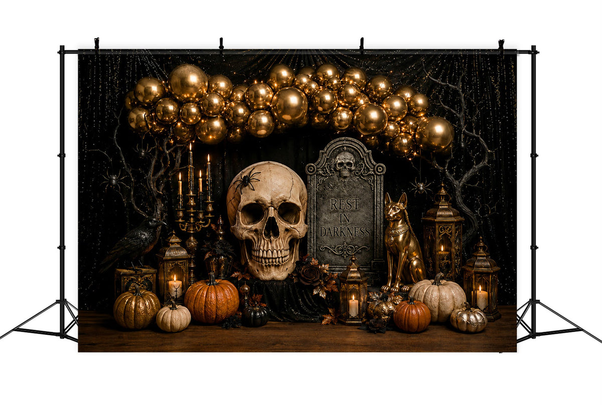 Halloween-Hintergrundfoto Goldschädel-Ballon-Party Halloween-Party-Hintergrund LXX67-117