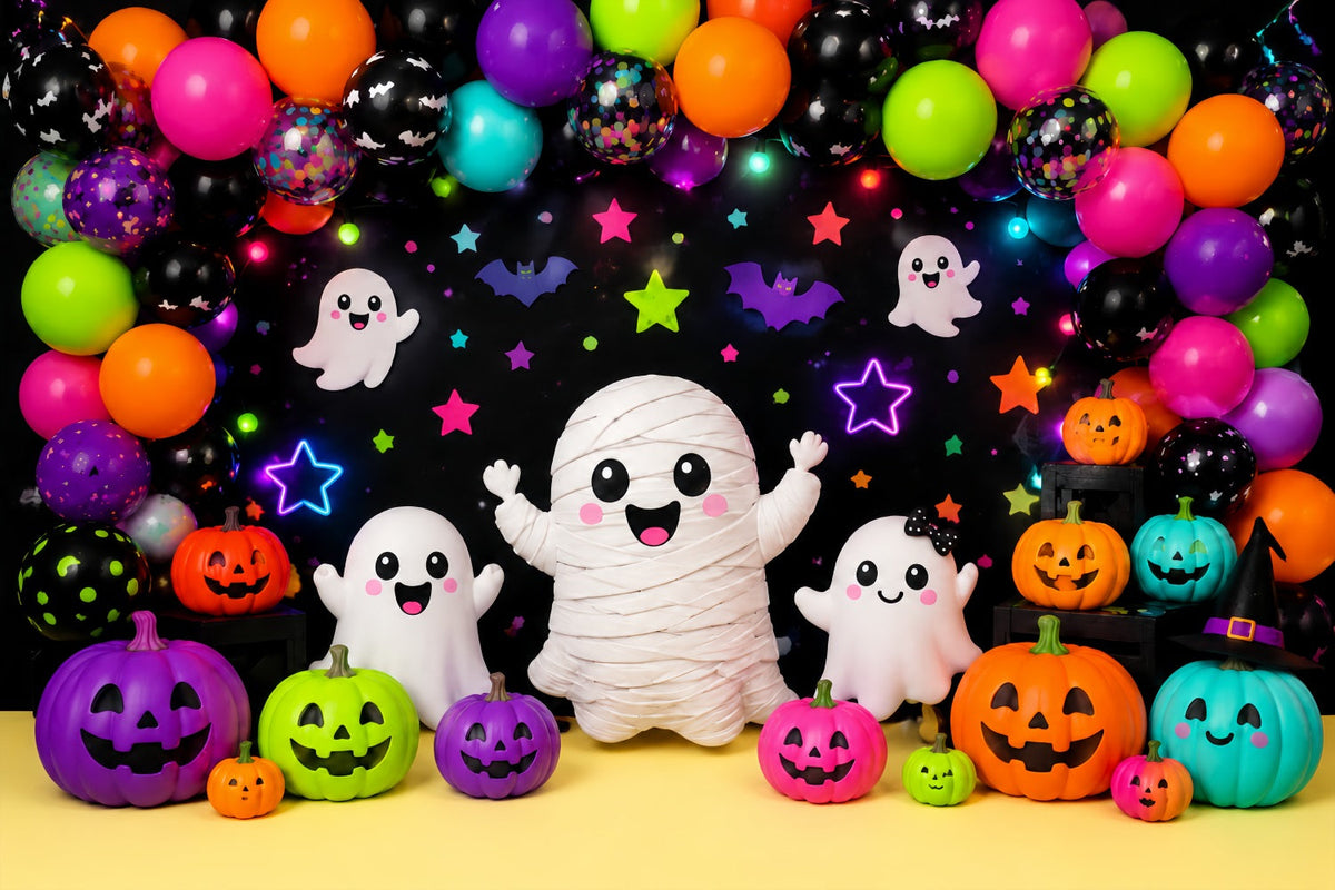 Halloween-Fotohintergrund Bunter Geister- Und Mumie-Party-Hintergrund Halloween-Geburtstagshintergrund LXX67-135