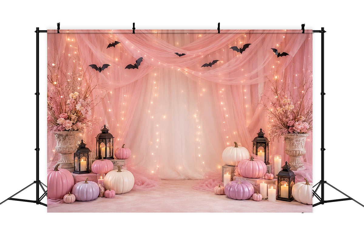 Halloween-Fotohintergrund Mit Rosa Kürbis-Dekoration Halloween-Party-Fotohintergrund LXX67-179
