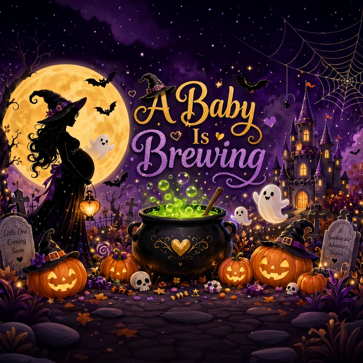 Halloween-Babyparty-Hintergrund Baby-Hexe-Braufeier-Fotografie Halloween-Hintergrund LXX67-195