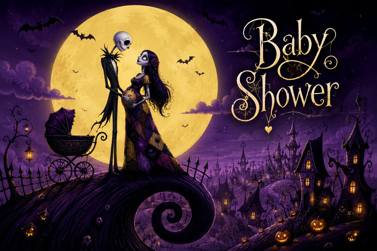 Halloween-Babyparty-Hintergrund Gotisches Skelett-Hexen-Fotografie-Hintergrund LXX67-39