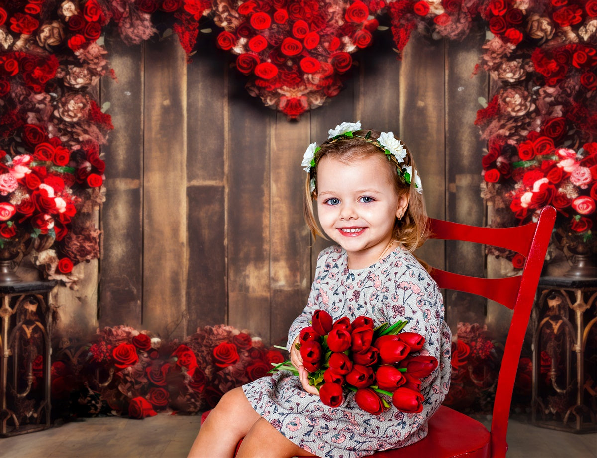 Valentinstag Rote Rose Liebe Wandhintergrund M1-03