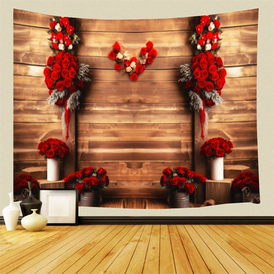 Valentinstag Rote Rose Holzpaneel Dekorative Hintergrundkulisse M1-05