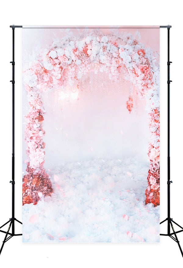 Romantischer Blumenbogen auf Wolken Hintergrund M1-12