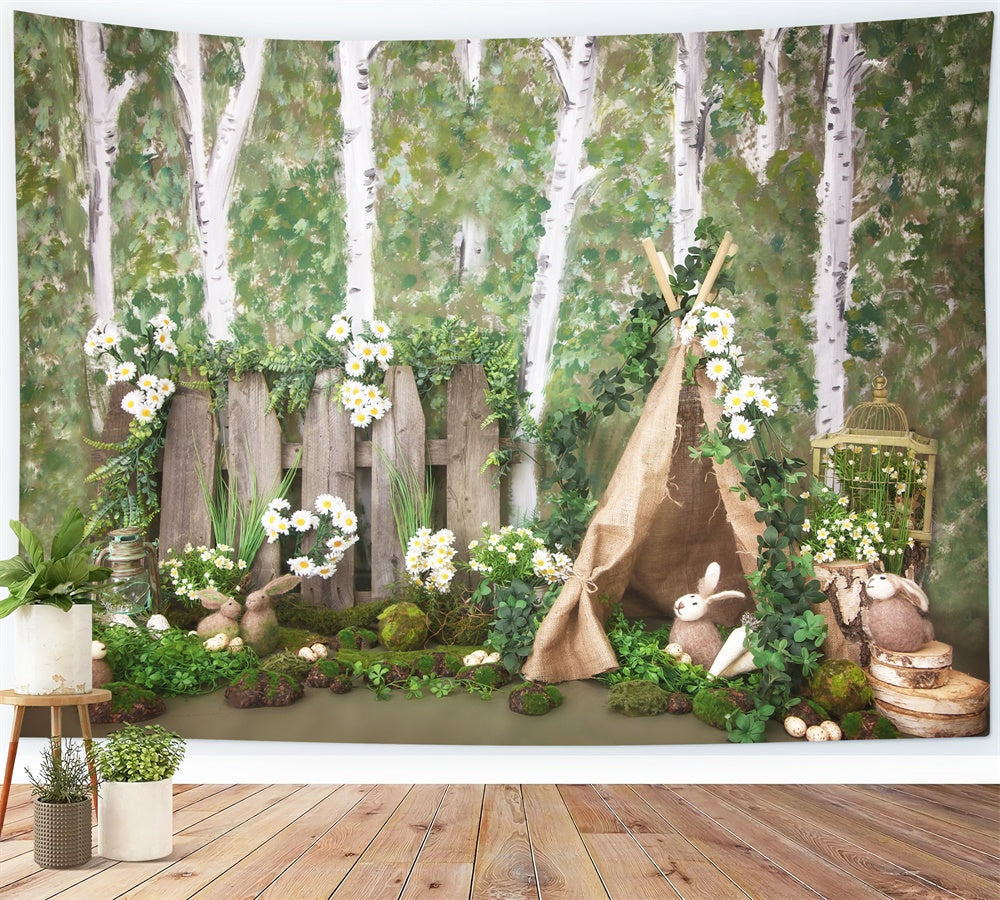 Ostern Wald Camping Zelt Daisy Hintergrund M1-31