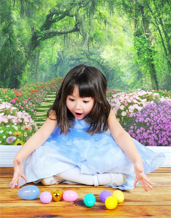 Frühling Blumen Surrounding Trail Mystic Forest Hintergrund M1-38