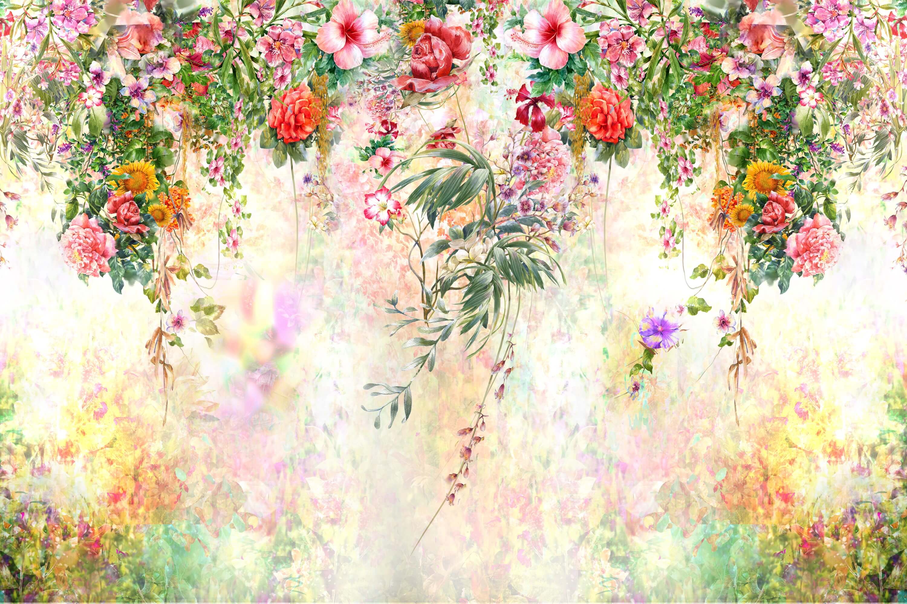 Handgemalt Elegant Warm Rot Blume Rebe Drapiert Hintergrund M1-80