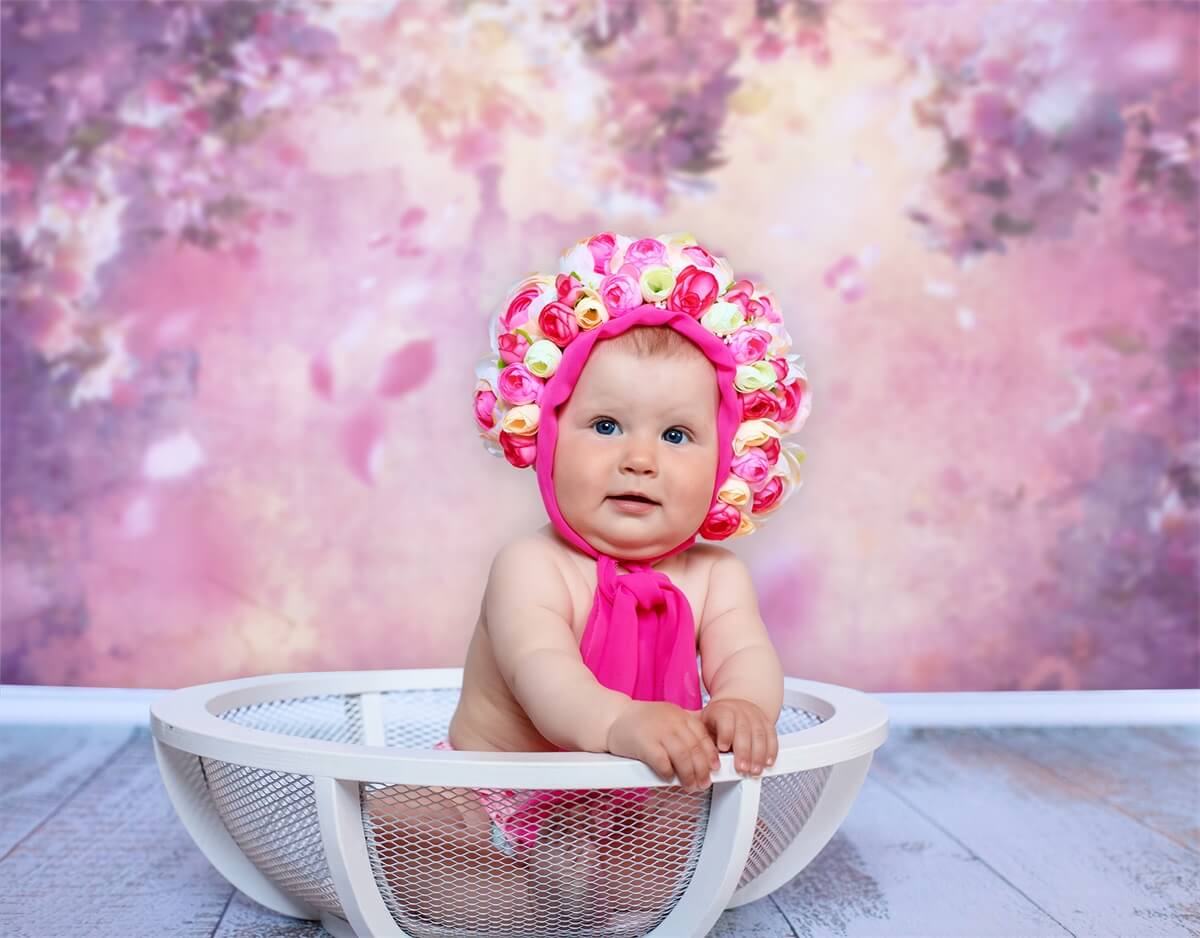 Ölgemälde Dreamy Pink Flower Tree Petals Falling Backdrop M12-33