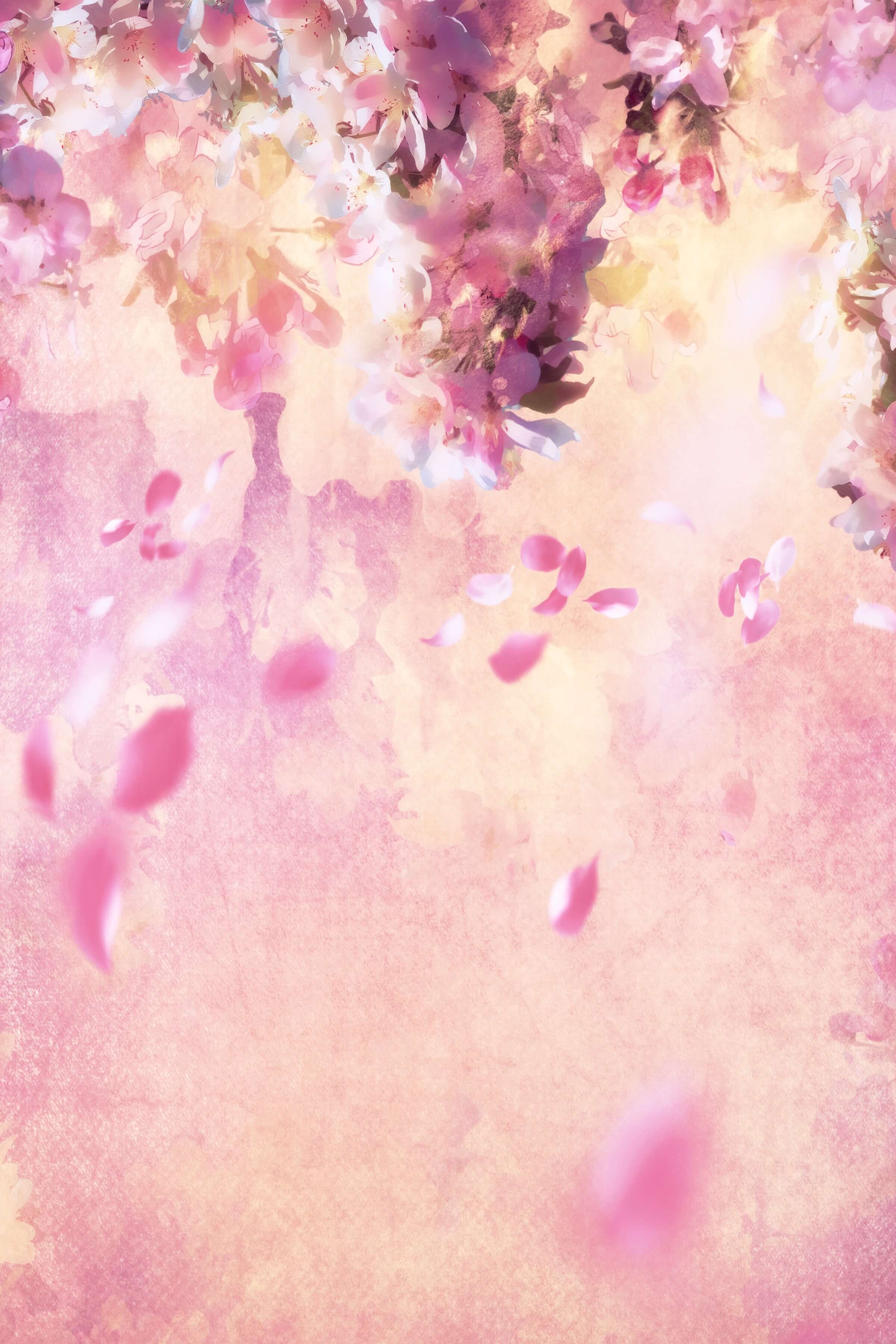Ölgemälde Dreamy Pink Flower Tree Petals Falling Backdrop M12-33
