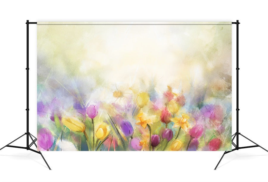 Ölgemälde Hazy Bunte Tulpen Traum Hintergrund M12-38