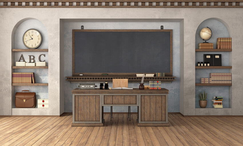 Retro-Hintergrund für Klassenzimmer Lehrertisch Schule M5-134