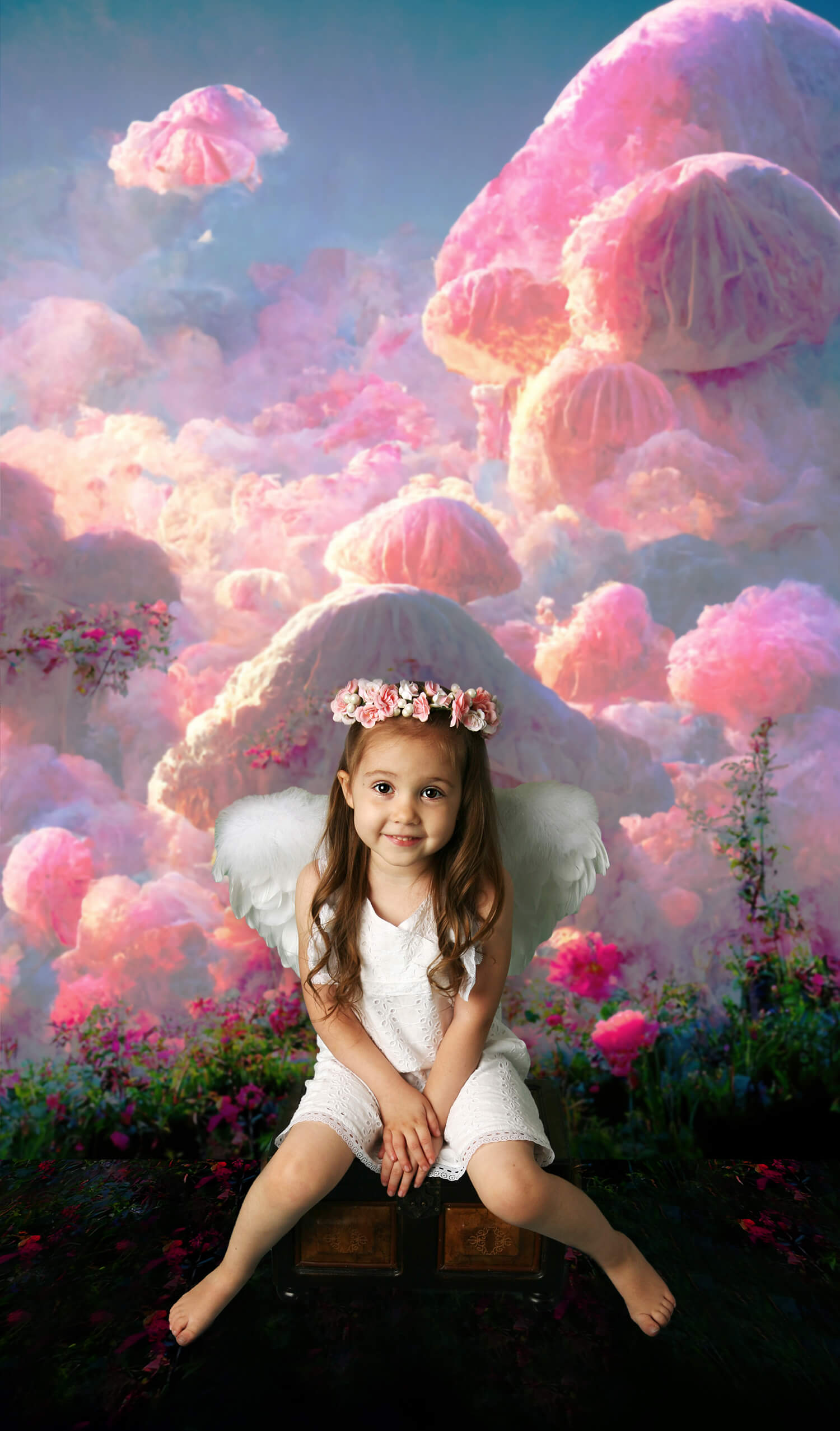 Fantasy Pink Mushroom House Castle Hintergrund M5-151