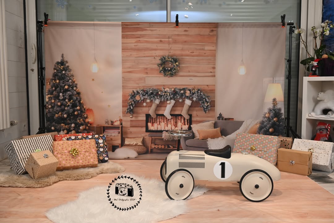 Weihnachtsbaum Kaminzimmer Innenhintergrund M6-140