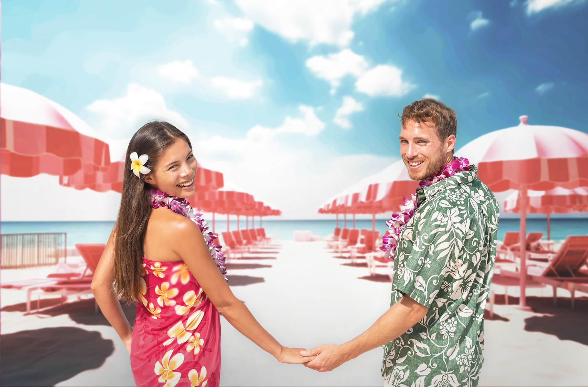 Rosa Sommer Strand Modepuppen Hintergrund M7-103