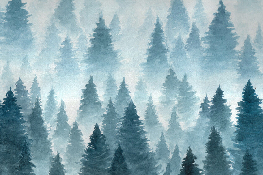 Aquarell Winterwald Landschaft Hintergrund M7-42