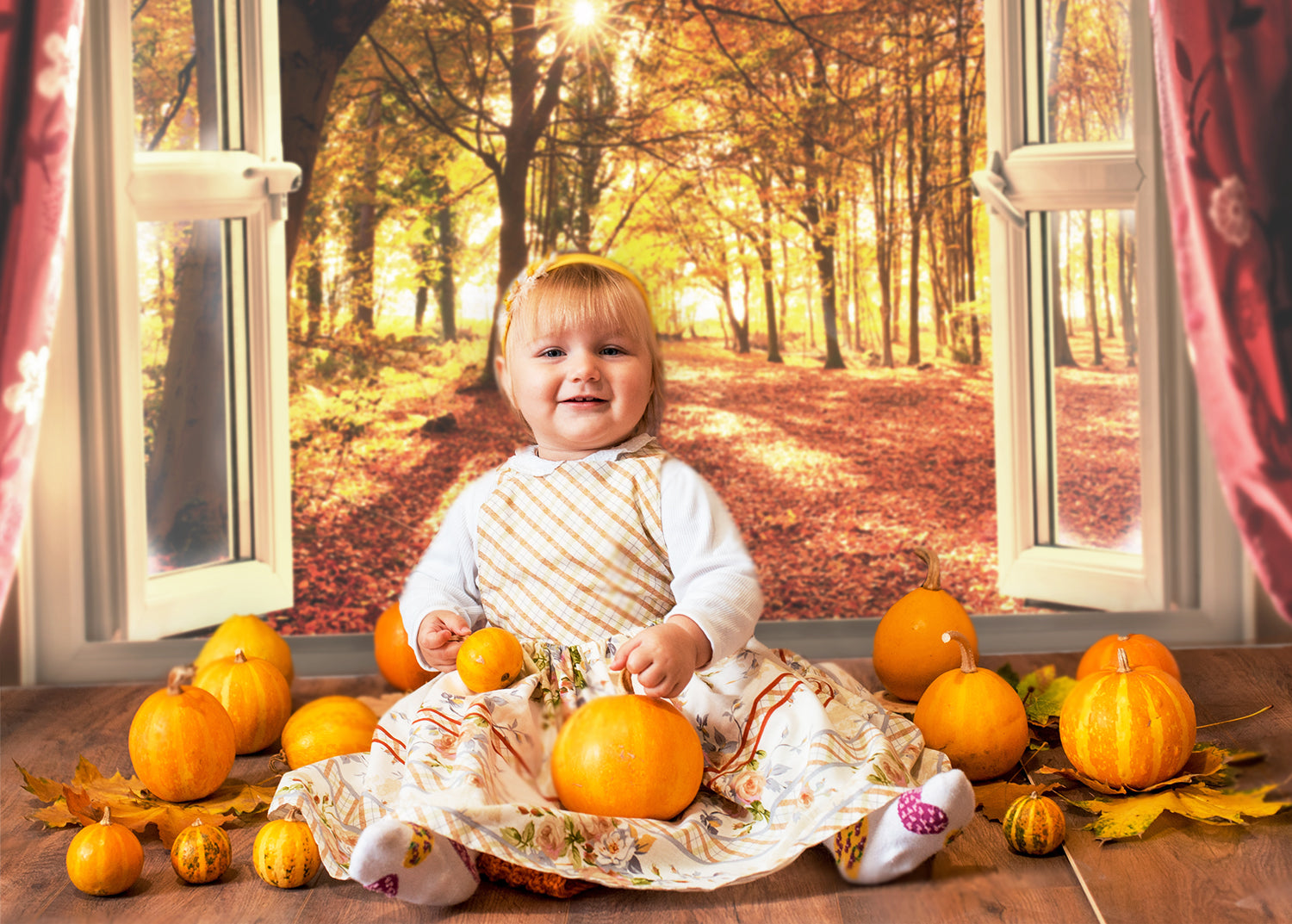 Hintergrundbild Herbst Wald Sonnenaufgang Fenster Landschaft M7-81