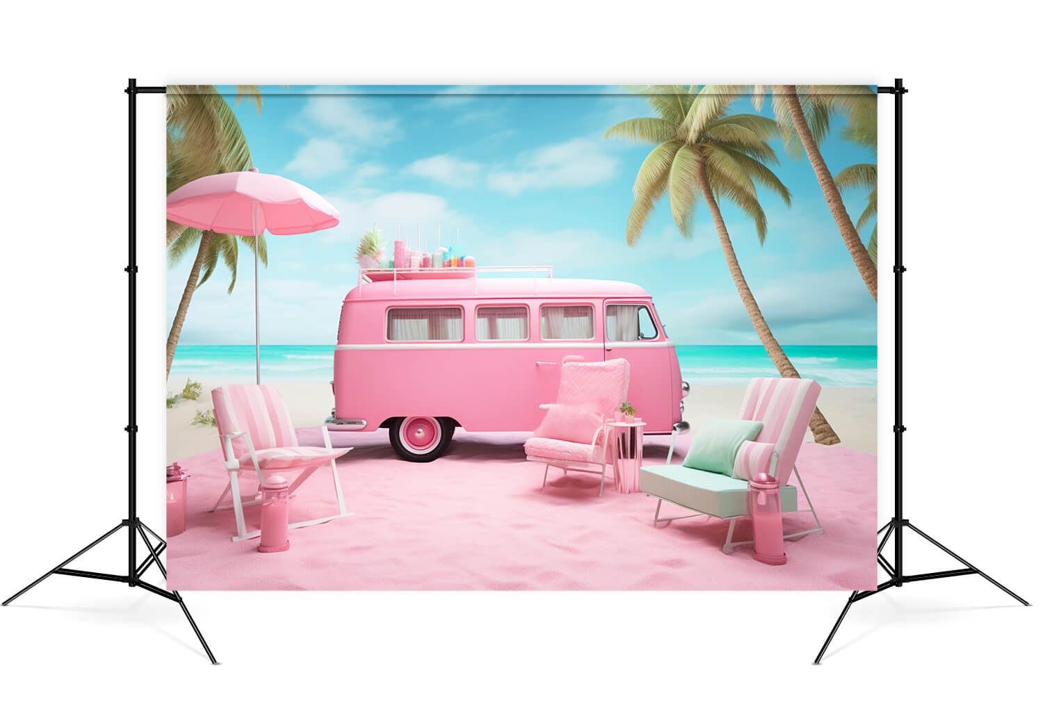 Modepuppe Fantasie Rosa Sommer Strand Hintergrund M7-89