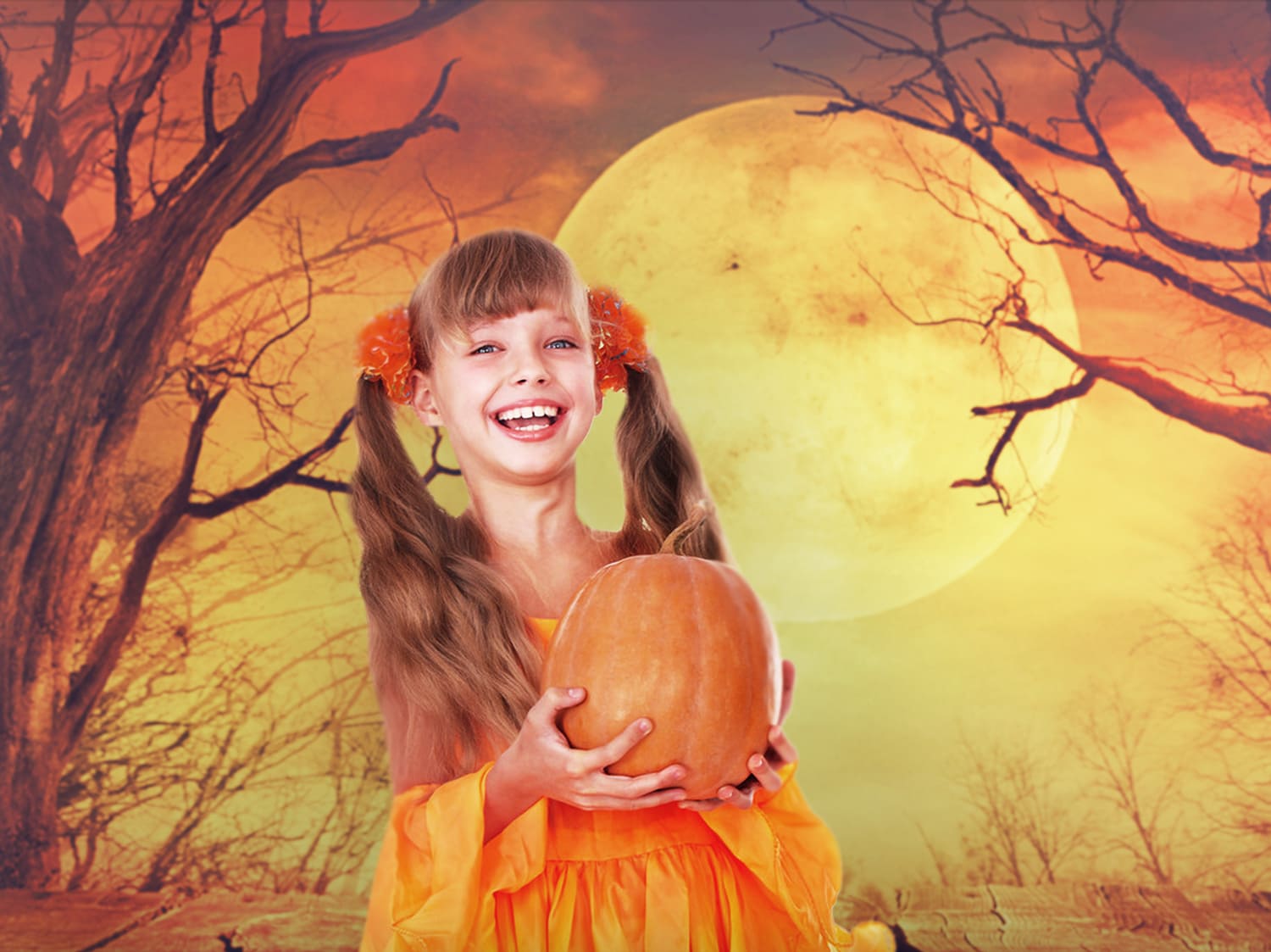 Halloween Brauner Mond Gruselige Kulisse M8-47