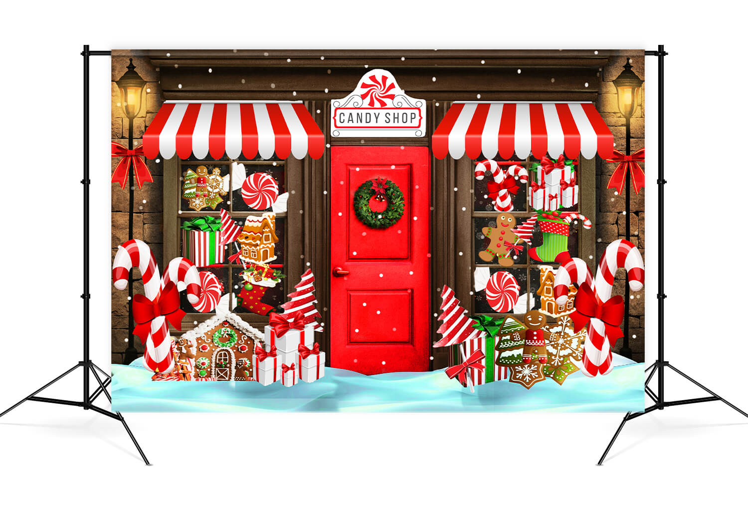 Weihnachten Candy Shop Schnee Fotografie Hintergrund M8-78(NUR 1)