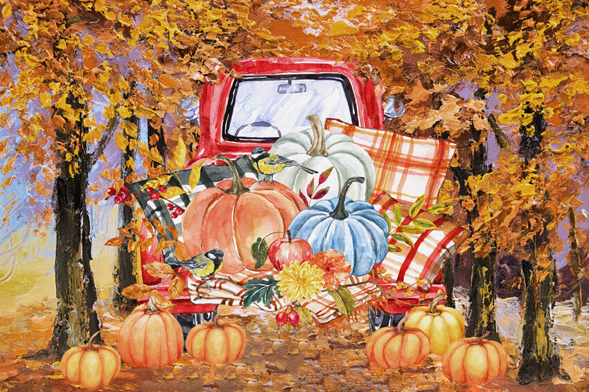 Herbst Rot LKW Kürbis Thanksgiving Tag Hintergrund M9-29