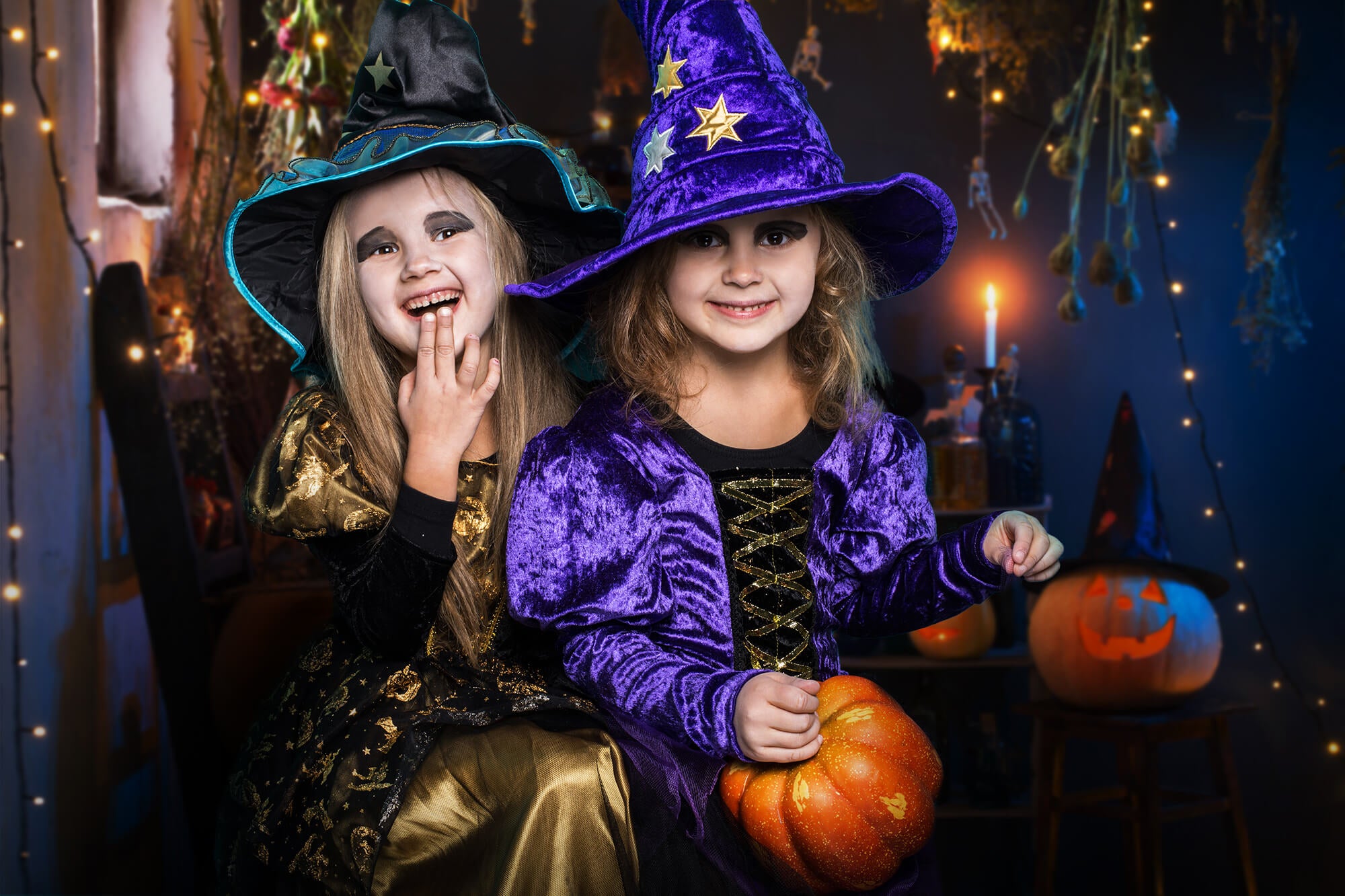 Halloween Kürbisse Lichter brennende Kerzen Kulisse M9-48