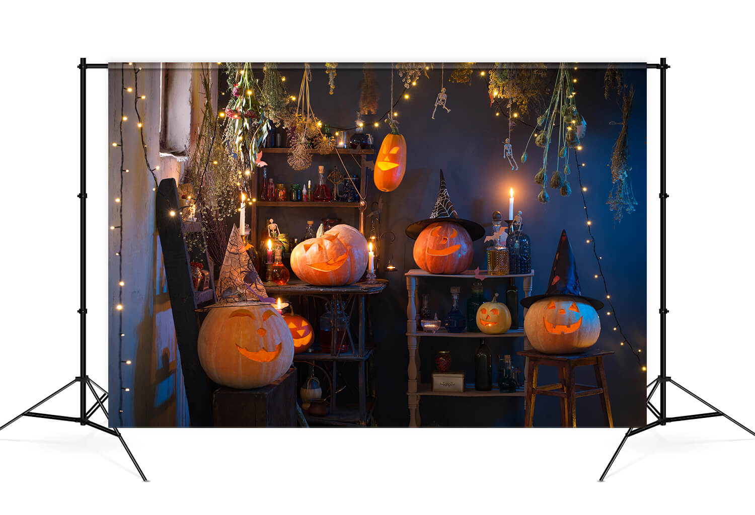 Halloween Kürbisse Lichter brennende Kerzen Kulisse M9-48