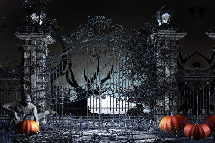 Halloween Nacht Spooky Gates Kürbis Kulisse M9-53