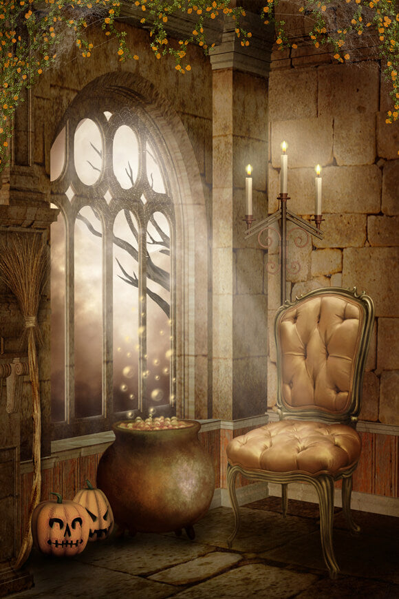 Gothic Castle Fenster Halloween Fotografie Hintergrund M9-54