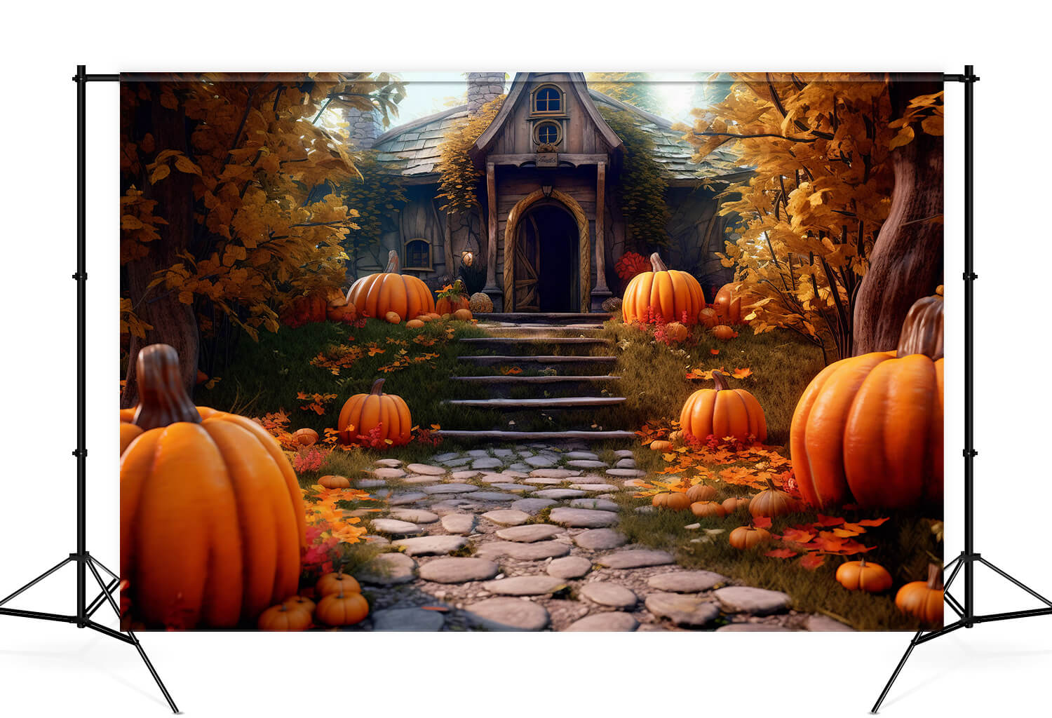 Herbst Cottage Kürbis Fotografie Hintergrund M9-90