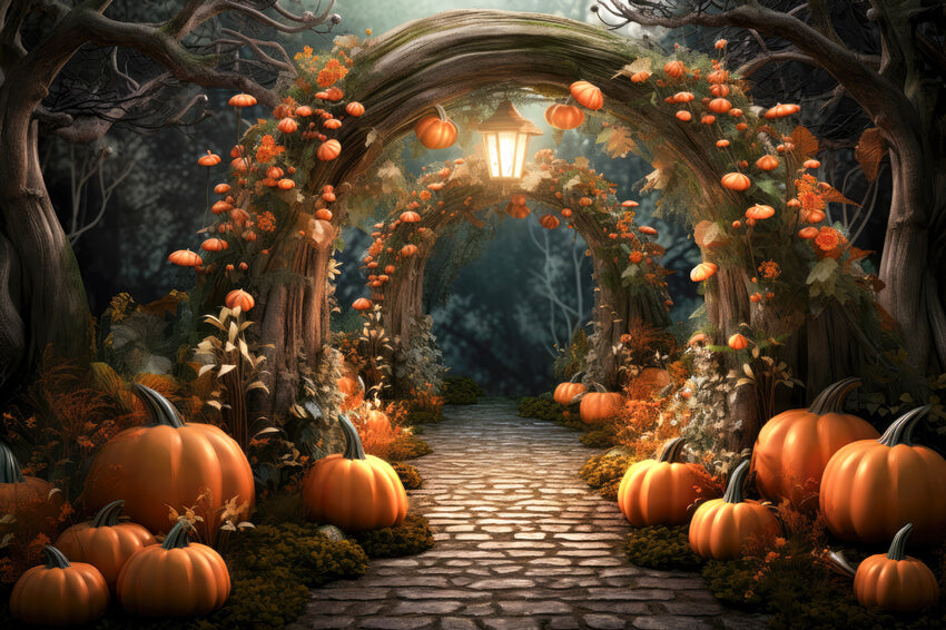 Wald Kürbisbogen Herbst Halloween Hintergrund M9-92