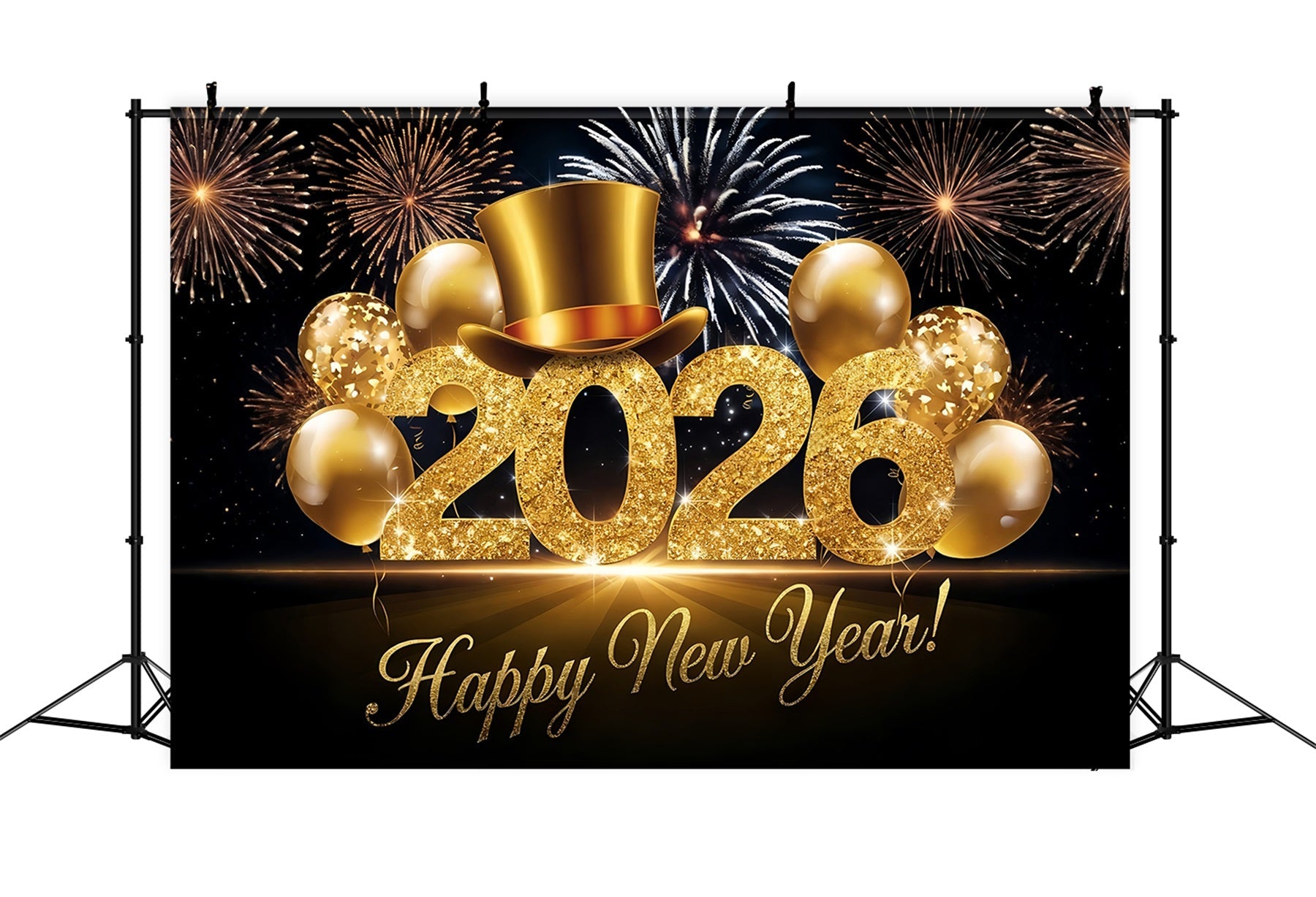 Frohes Neues Jahr Fotohintergrund Glitzerballons Festliche Jubelrufe Neujahrshintergrund MRR10-12