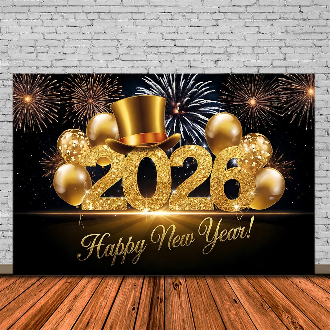 Frohes Neues Jahr Fotohintergrund Glitzerballons Festliche Jubelrufe Neujahrshintergrund MRR10-12