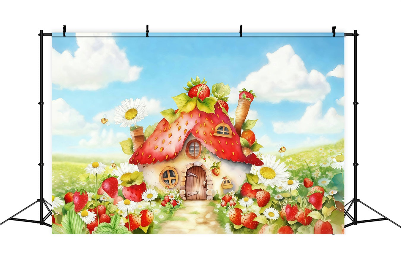Kinder-Hintergründe Erdbeerhaus Blumen Neugeborenen-Hintergrund MRR10-28