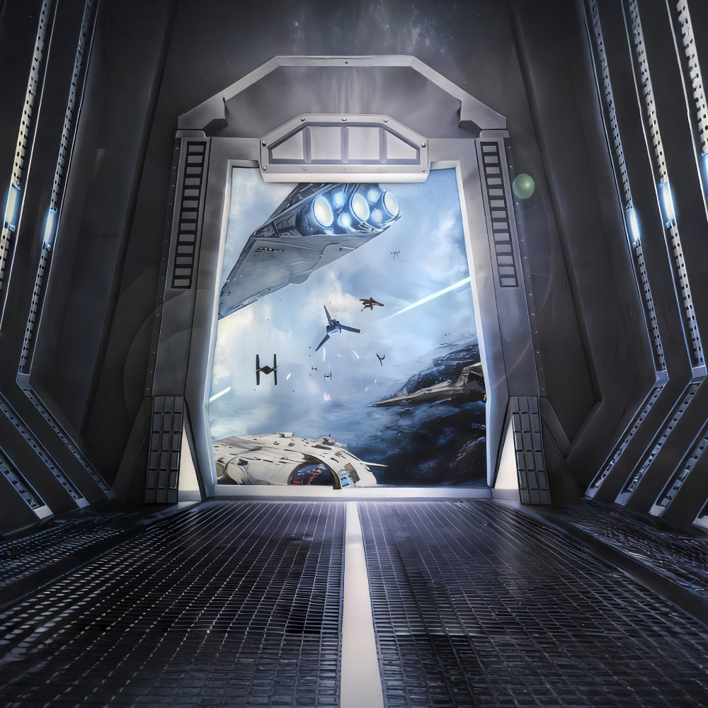 Kinderhintergründe Weltraum Tür Schiff Kinder-Fotohintergrund MRR10-48