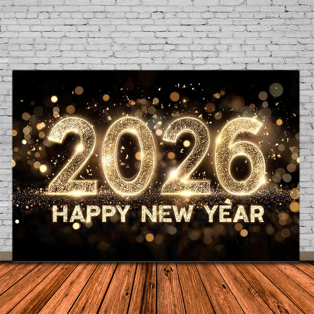 Frohes Neues Jahr Hintergrund Goldener Glitzer Feier Zahlen Neujahr Hintergrund MRR10-5