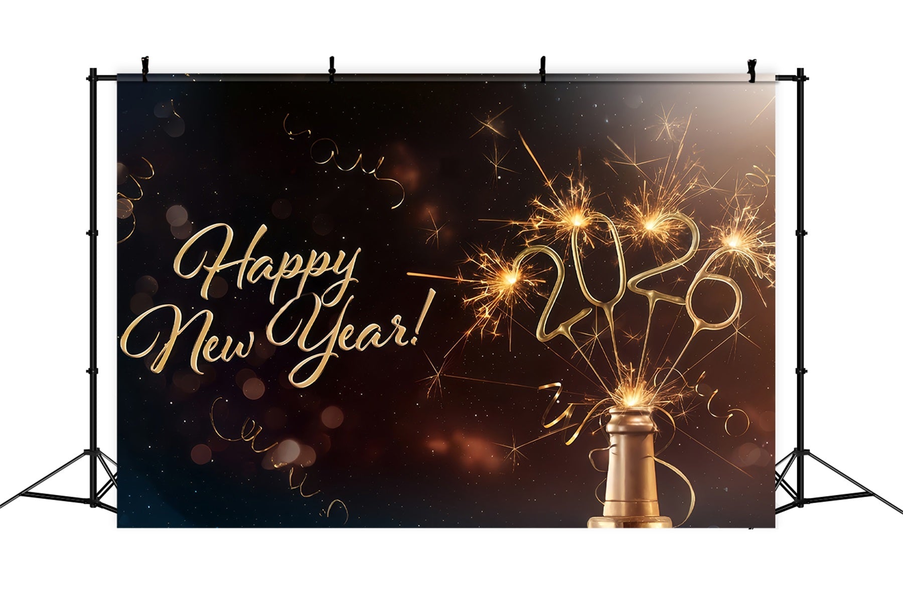 2026 Neujahr Hintergrund Funkelnder Champagner Feier Silvester Hintergrund MRR10-6
