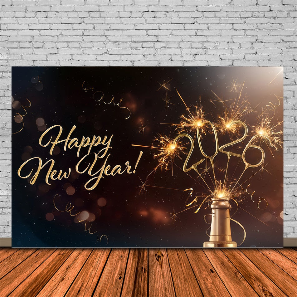 2026 Neujahr Hintergrund Funkelnder Champagner Feier Silvester Hintergrund MRR10-6
