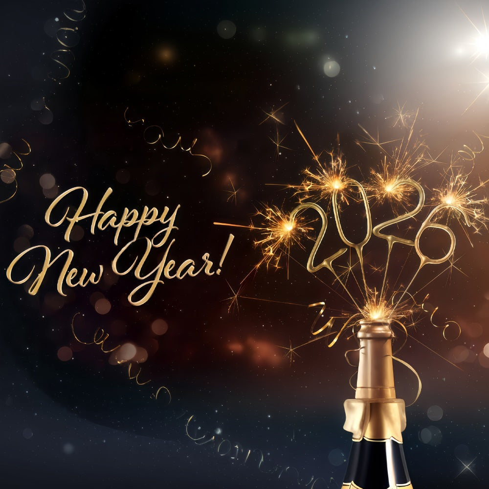2026 Neujahr Hintergrund Funkelnder Champagner Feier Silvester Hintergrund MRR10-6