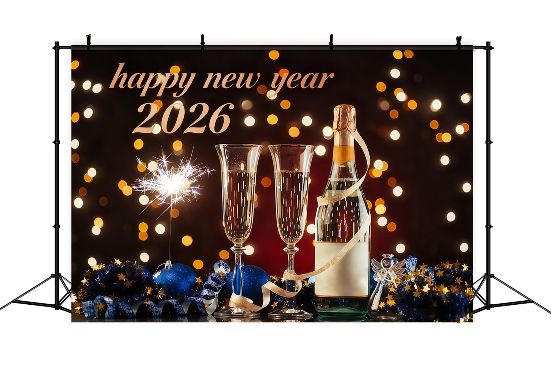 Silvester-Hintergrund Eleganter Toast Mitternachtslichter Frohes Neues Jahr-Hintergrund MRR10-7
