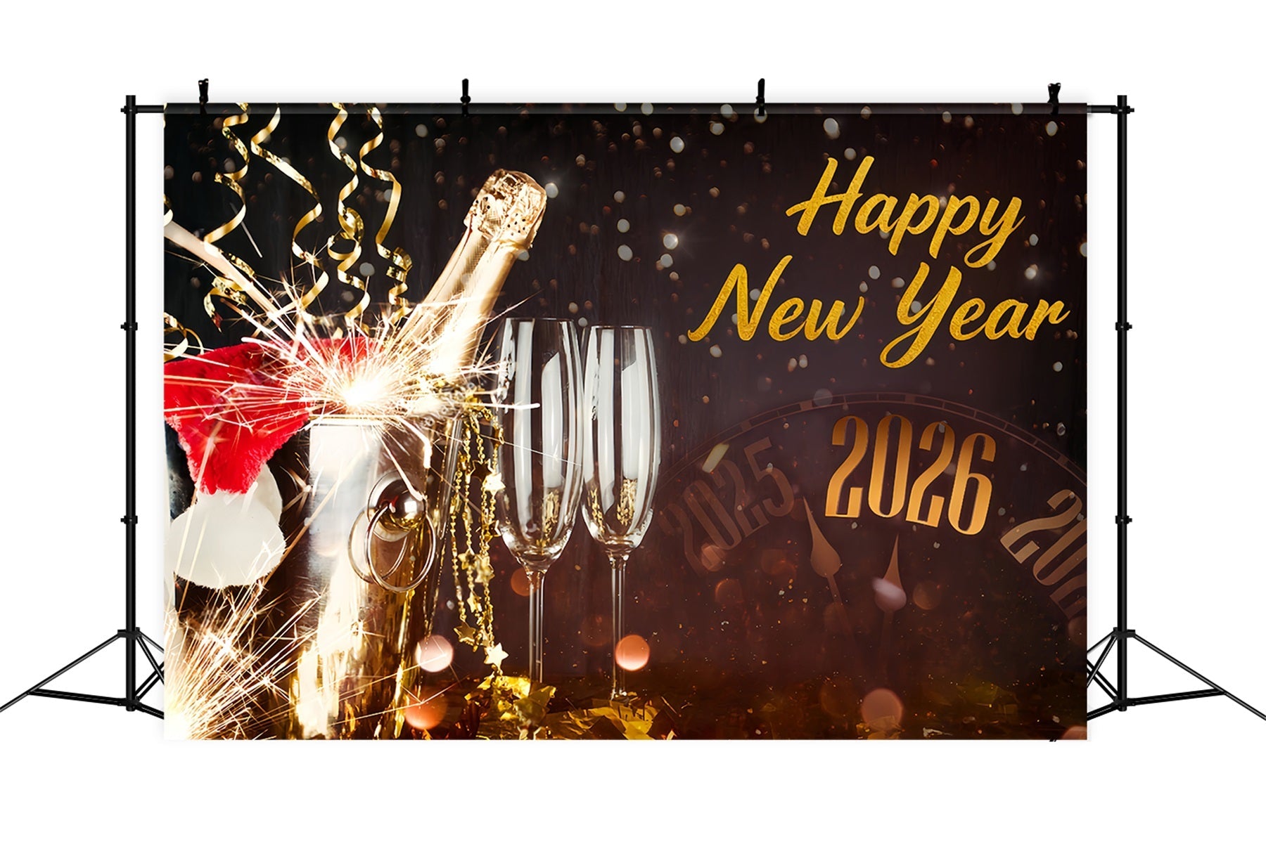 Neujahrsfoto-Hintergrund Champagner-Funken-Feier Countdown Frohes Neues Jahr Hintergrund MRR10-9