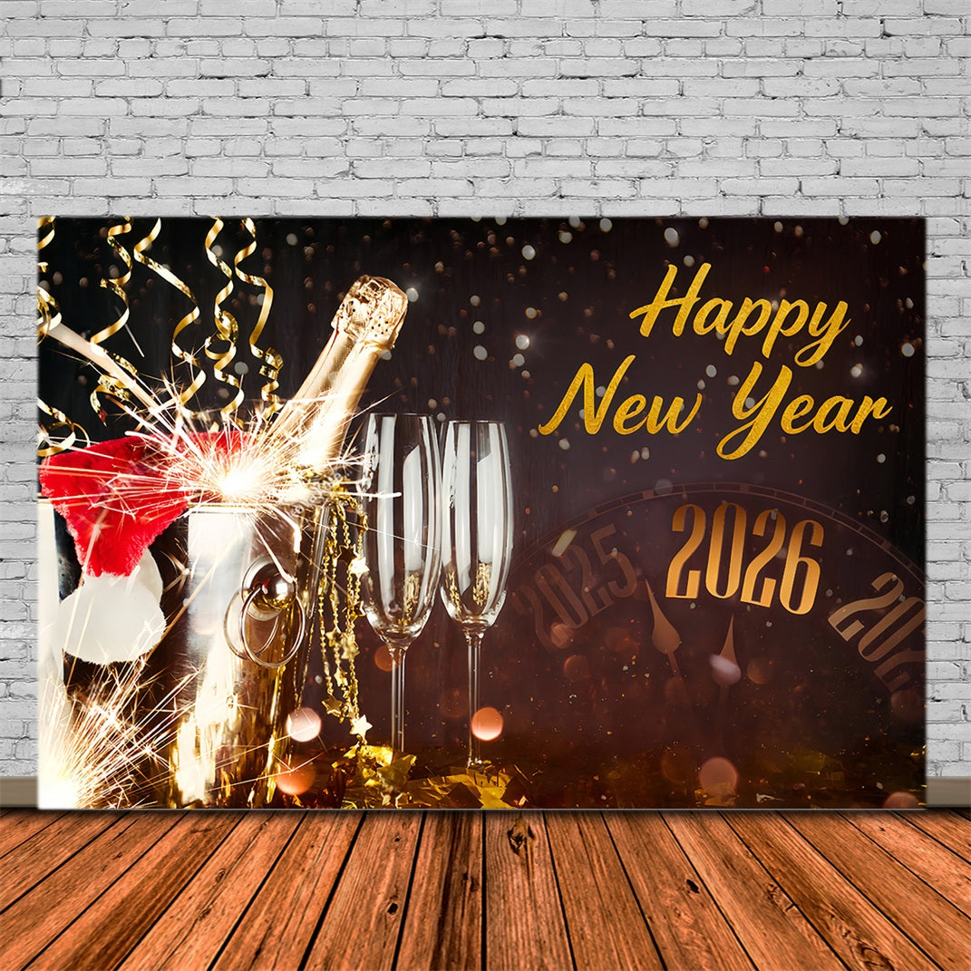Neujahrsfoto-Hintergrund Champagner-Funken-Feier Countdown Frohes Neues Jahr Hintergrund MRR10-9
