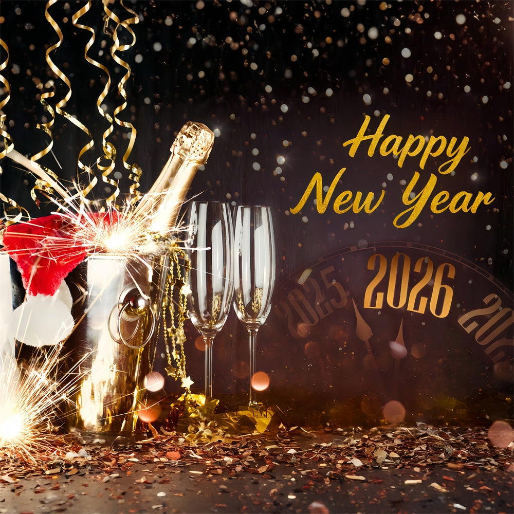 Neujahrsfoto-Hintergrund Champagner-Funken-Feier Countdown Frohes Neues Jahr Hintergrund MRR10-9