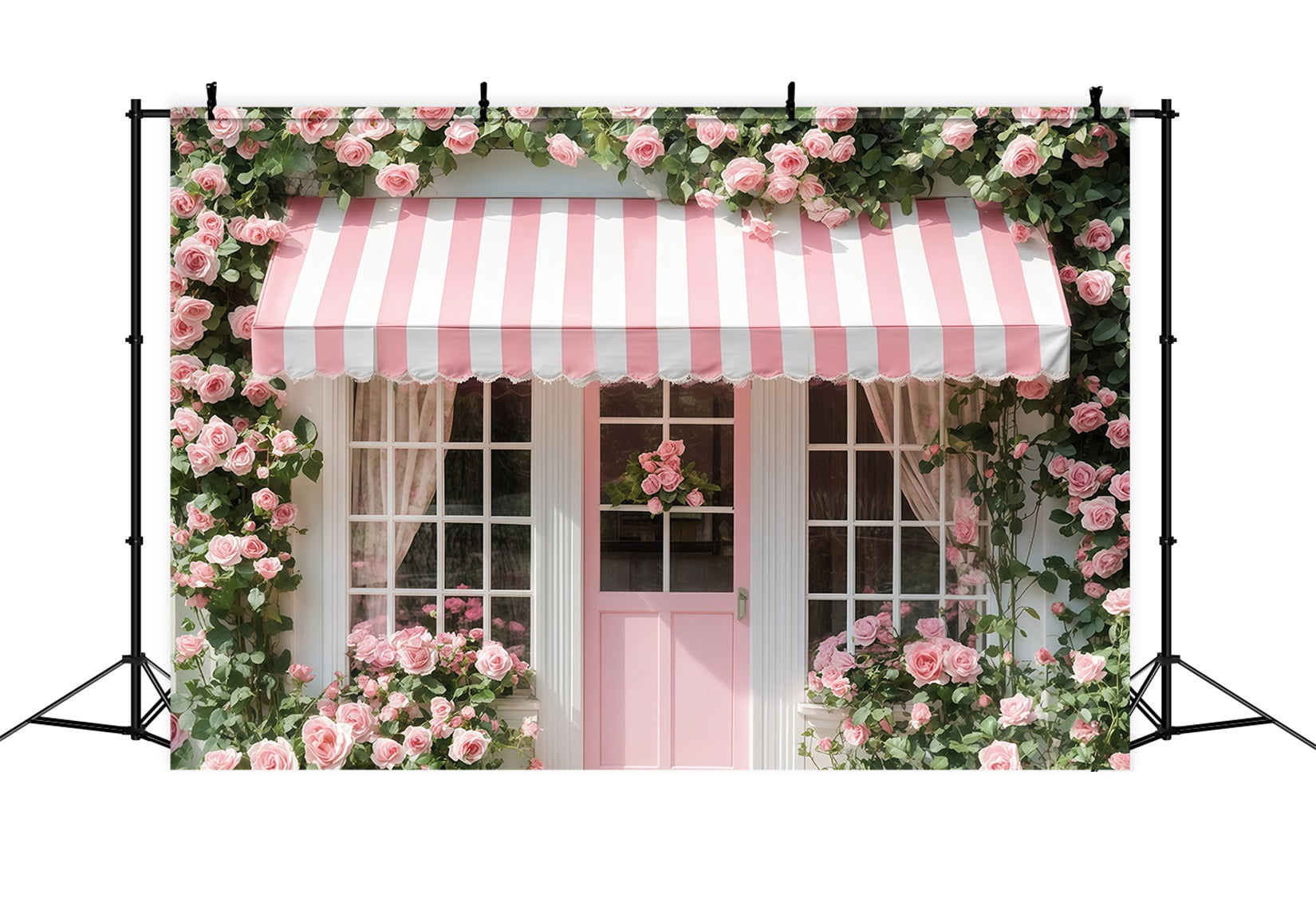 Valentinstag-Fotokulisse „Pink Rose Cottage Front“ Valentinstag-Kulisse MRR11-107