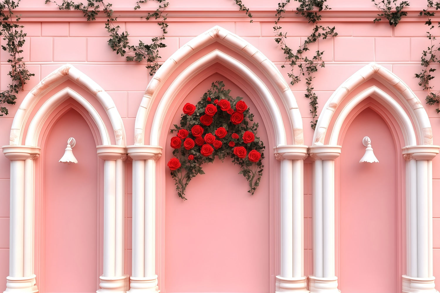Rosa Valentinstag-Hintergrund Rosa Ziegelbogen-Blumen-Valentinstag-Hintergrund MRR11-110