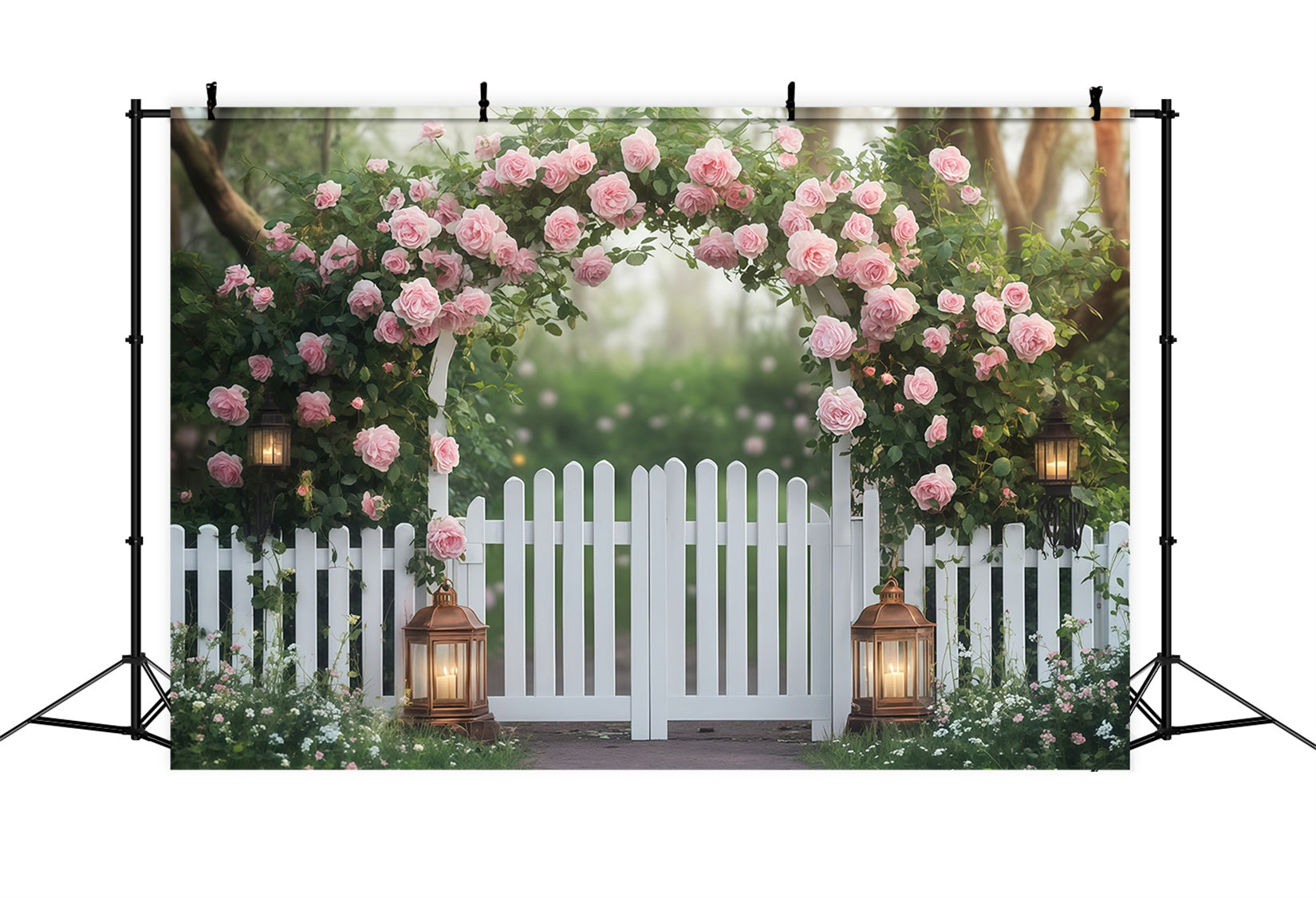 Valentinstag-Fotokabinenhintergrund Rosa Rosenblütengarten Valentinstag-Hintergrund MRR11-113